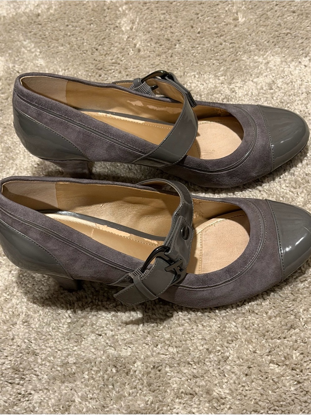 Alex Marie Gray Suede and Patent Mary Jane Heels - Picture 3 of 6